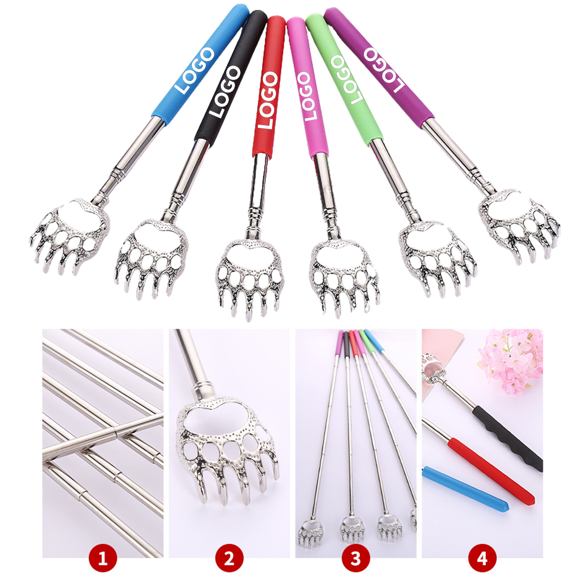 Extendable Telescopic Bear Claws Stainless Steel Back Scrat 2
