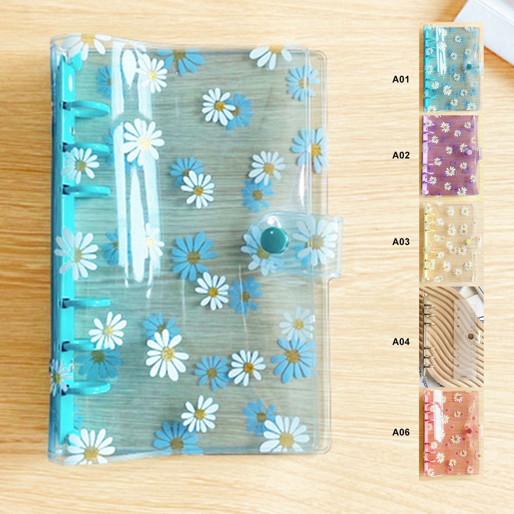 A6 Daisy 6 Ring Binder Covers PVC Notebook Cover 2