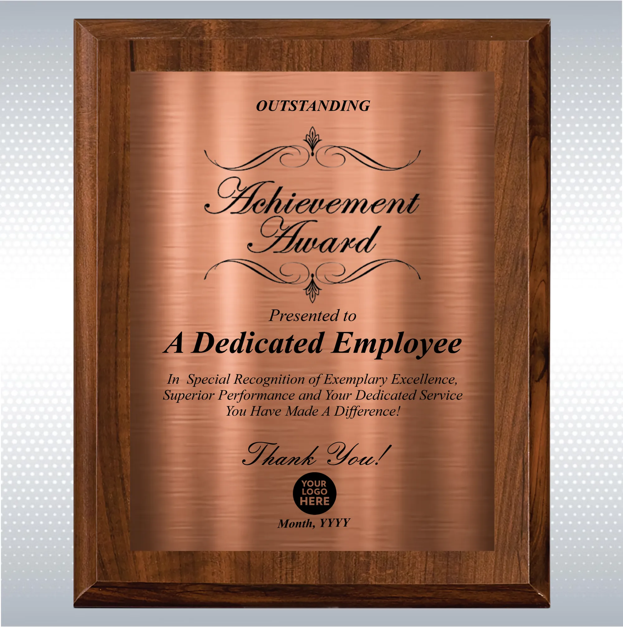 Cherry Finish Excellence Plaque , Employee Recognition Gift 7