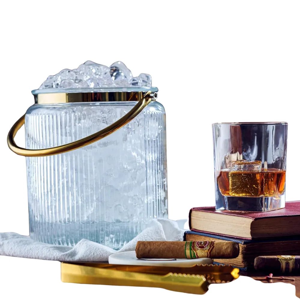 3L Ribbed Glass Ice Bucket with Airtight Lid 4