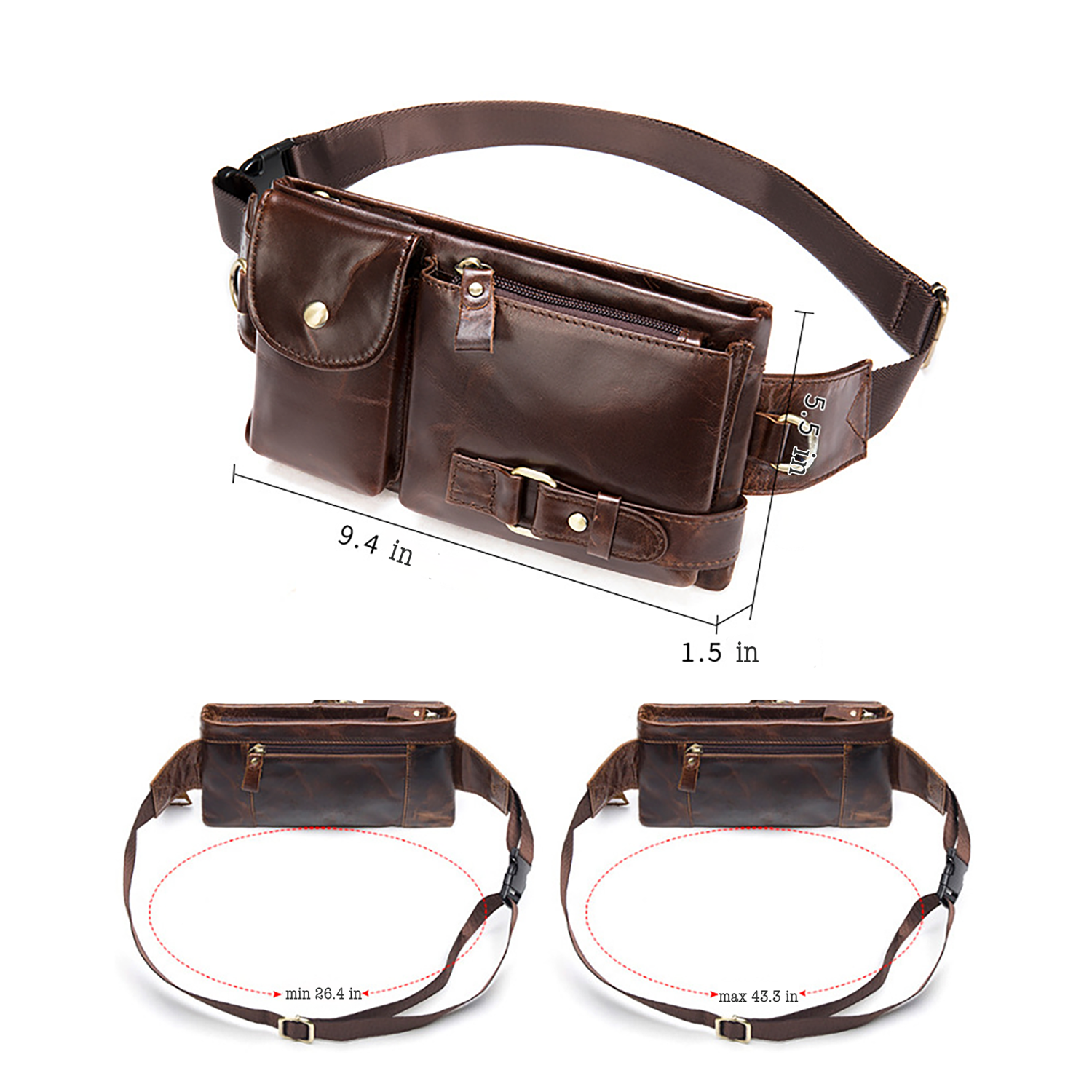 Custom Top-Layer Cowhide Leather Fanny Pack 1