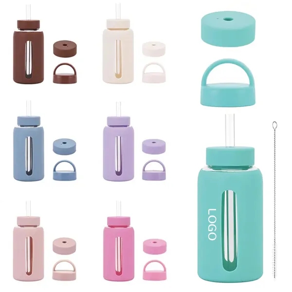 Silicone Sleeve Glass Cup with 20 oz Eco-Friendly Reusable 12