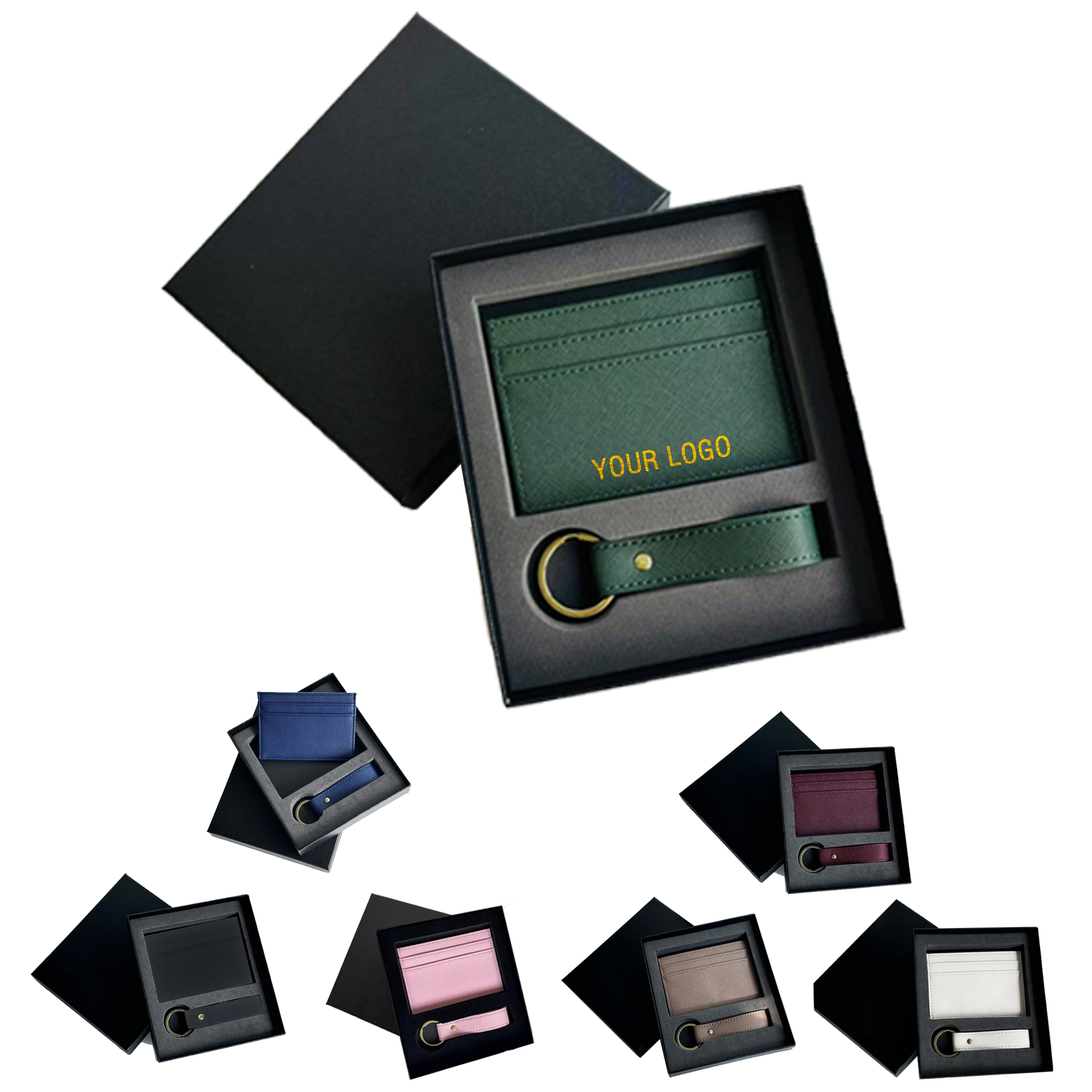 MOQ 10 PCS PU Leather Keychain Card Set 1