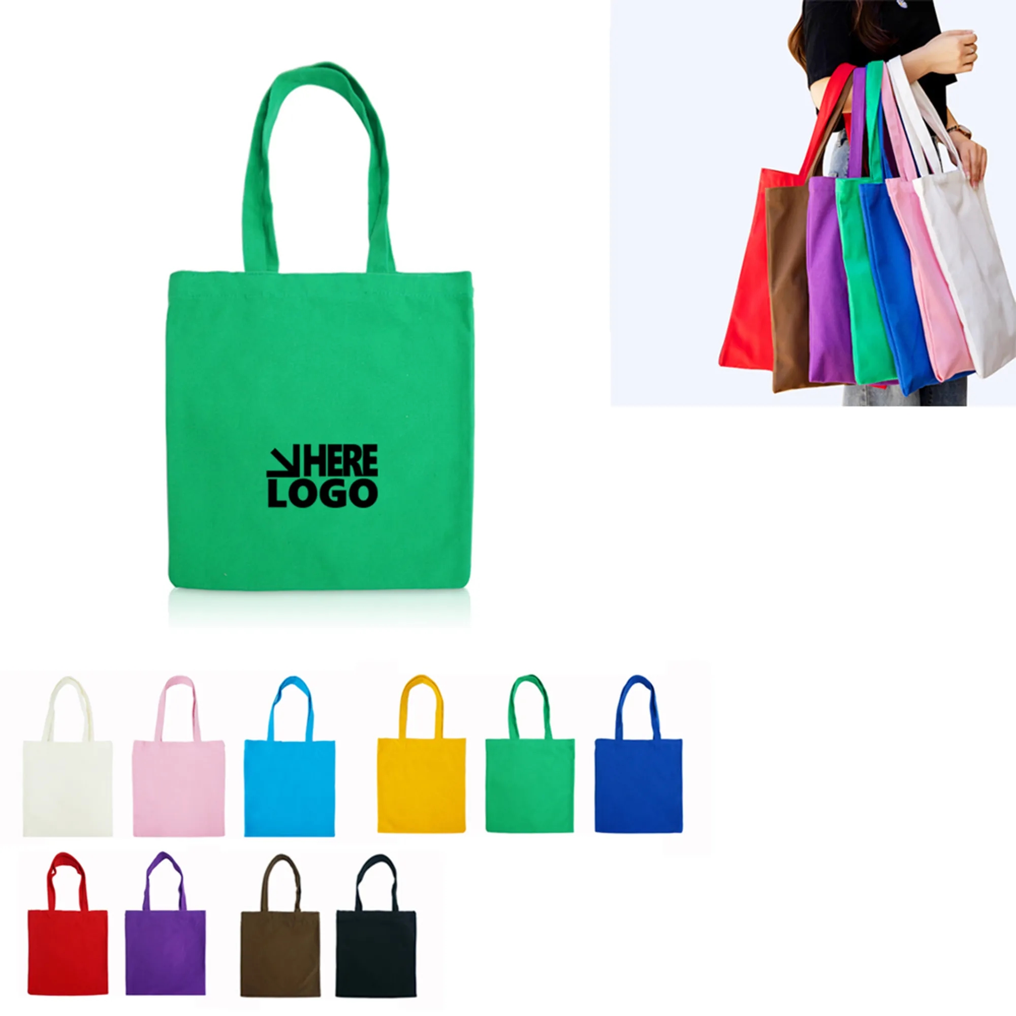 Colorful Cotton Canvas Bag, custom tote bag with logo imprint 2