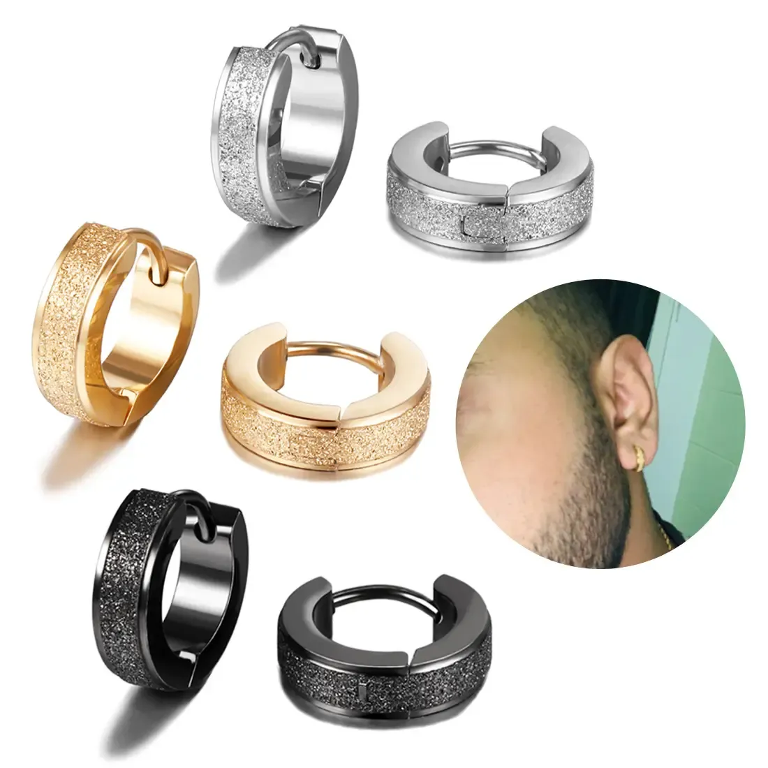 Alloy polished engraved open ring ear clip jewelry 6