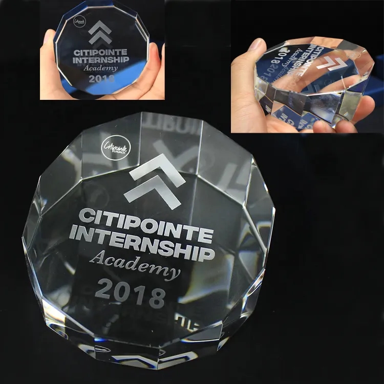 CRYSTAL DOUBLE OCTAGON PAPERWEIGHT 4