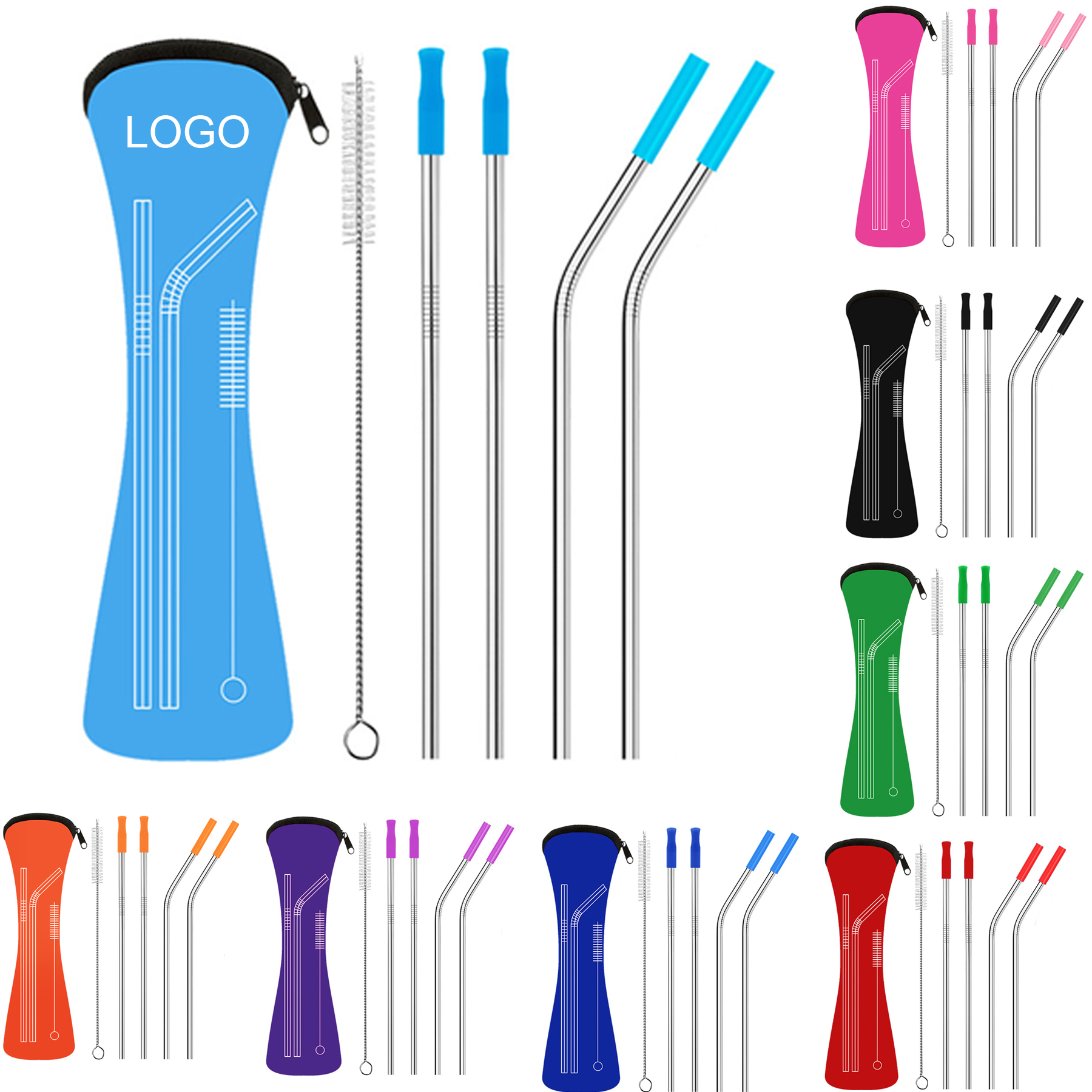 Silver Stainless Steel Straw Set 1