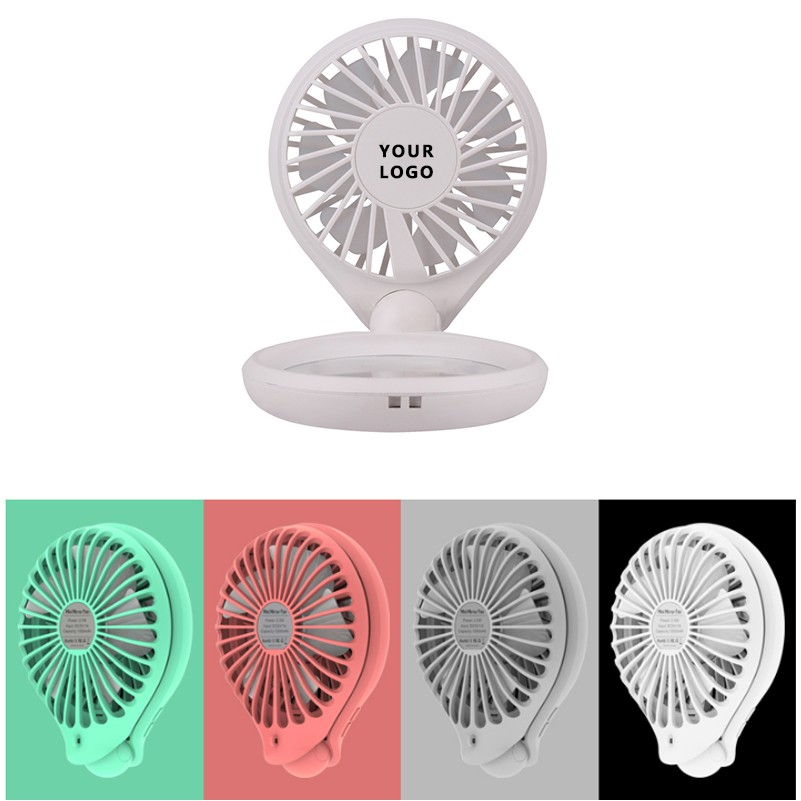 1000mAh Battery Portable Outdoor Neck Fan LED with Mirror 1