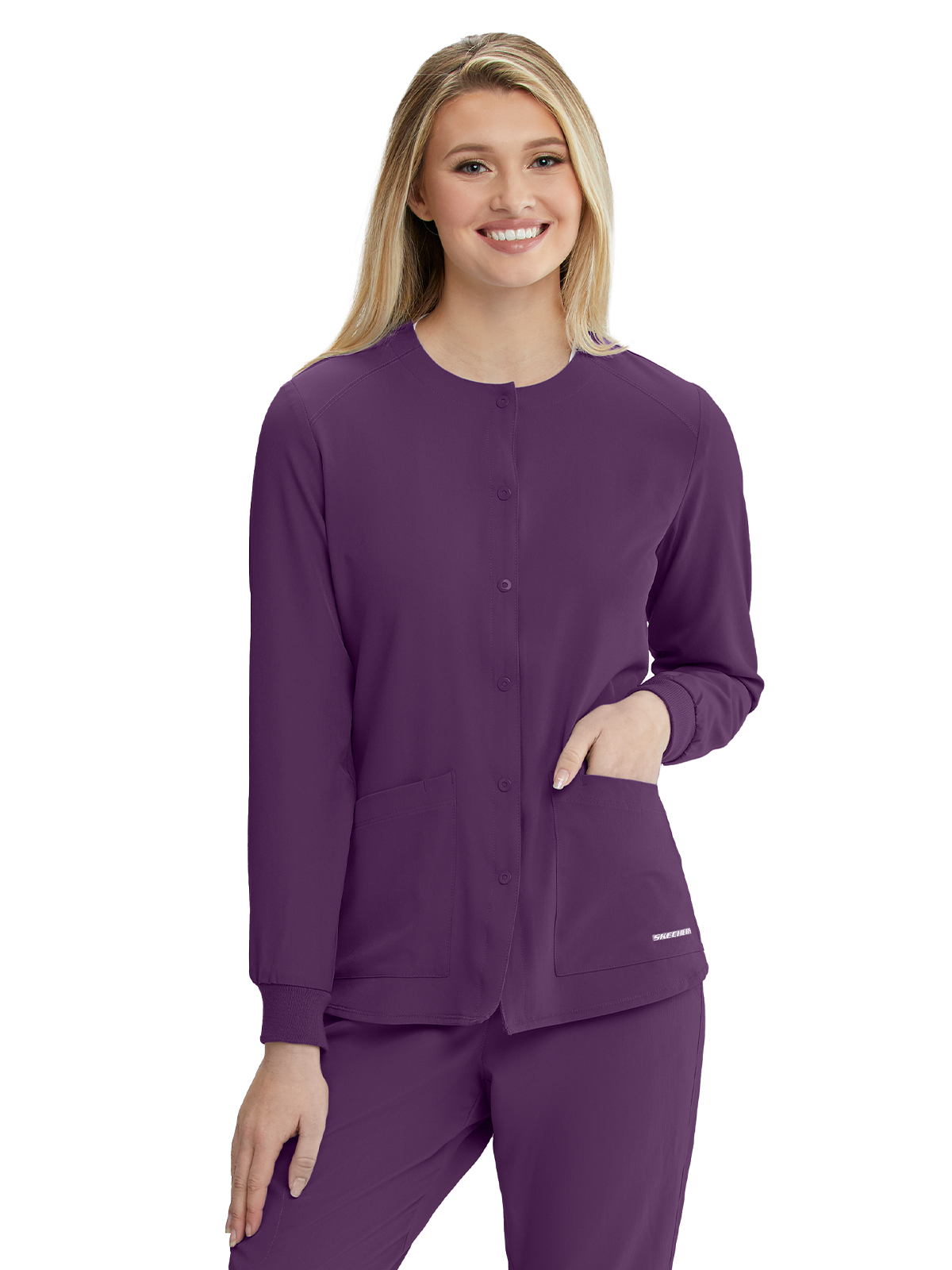 Skechers - Women's Two-Pocket Snap-Front Stability Warm-Up Scrub Jacket 19