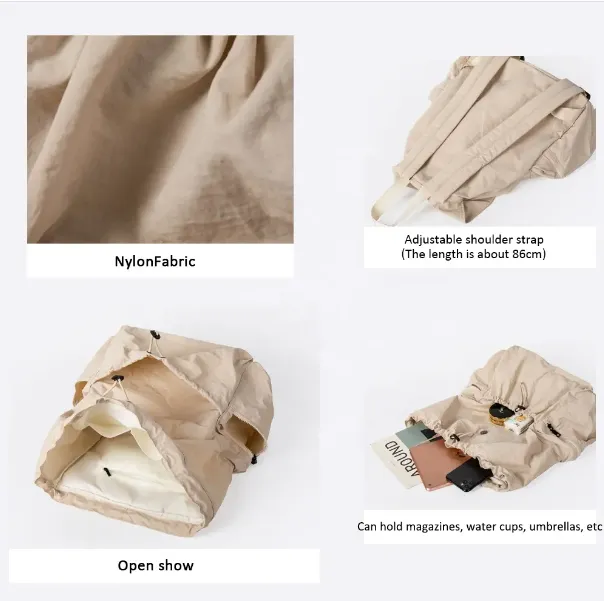 Drawstring Nylon Backpack Bag 3
