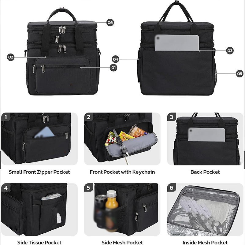 Double Layer Cooler Insulated Ice Lunch Bag 3