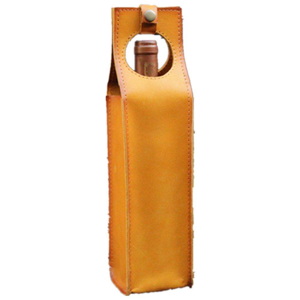 Rectangle Leather Wine Holder With Handle 5
