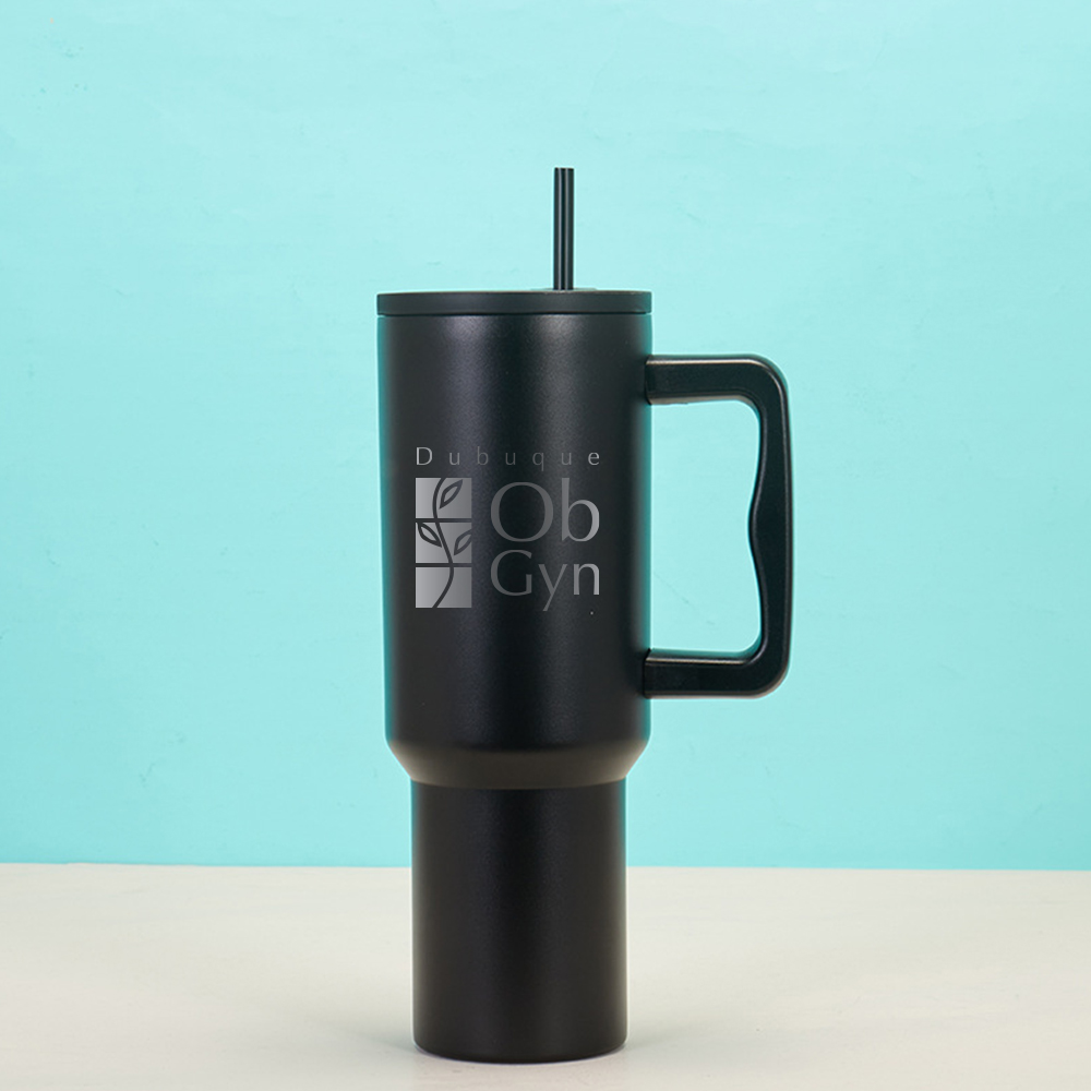 40 OZ Double Walls Stainless Steel Auto Tumbler With Straw And Handle 3