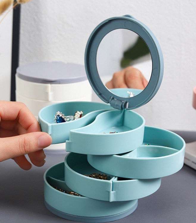 Four-layer 360-degree rotating jewelry box on the desktop 6