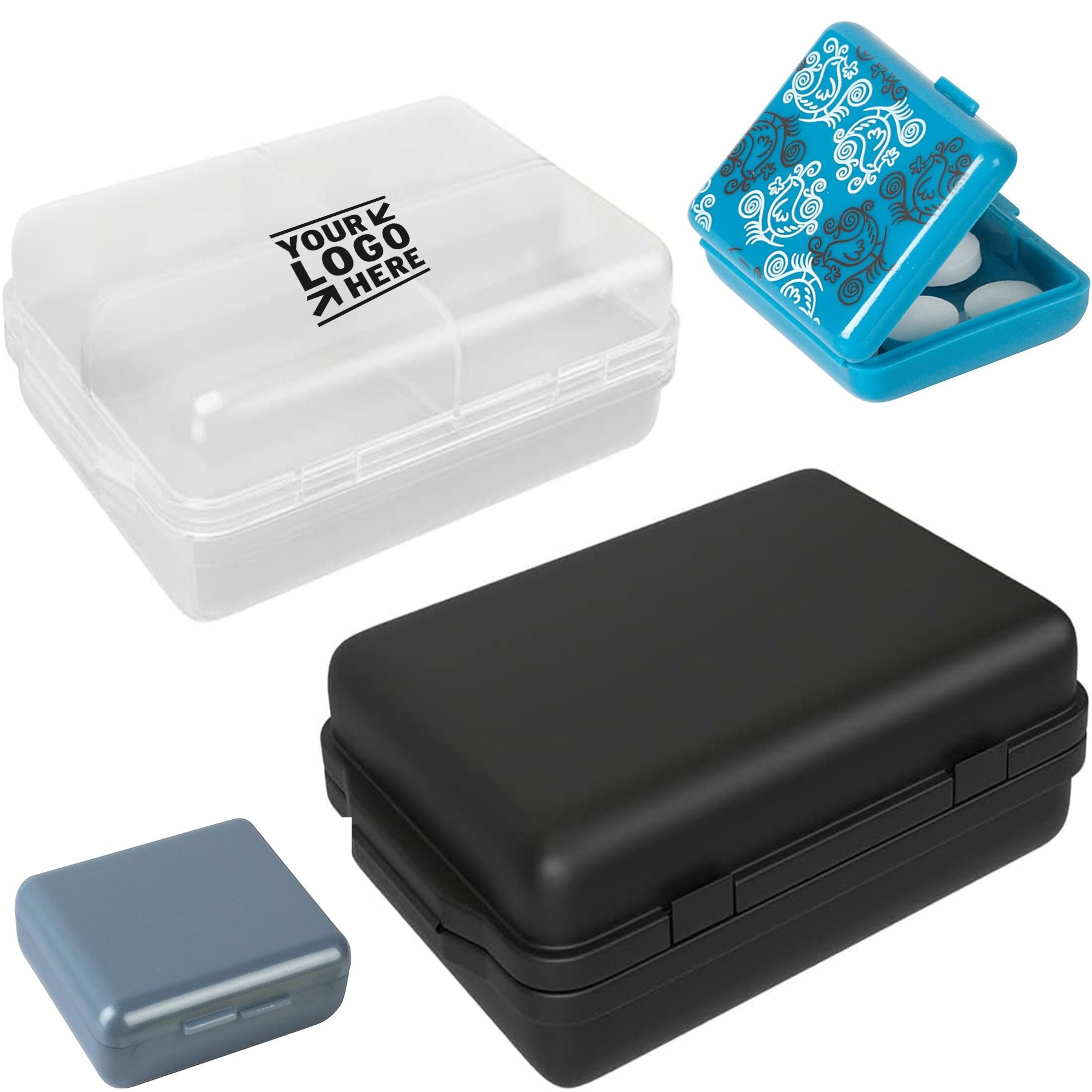 2Pack 4 Compartments Easy to Use Travel Daily BPA Free Pill Case 2