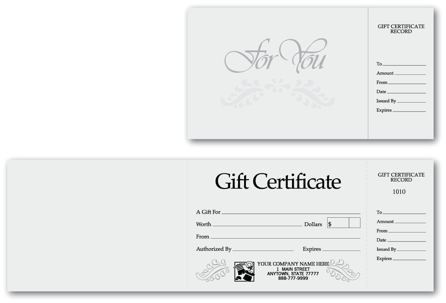Gift Certificates - Gray Foil Embossed 1