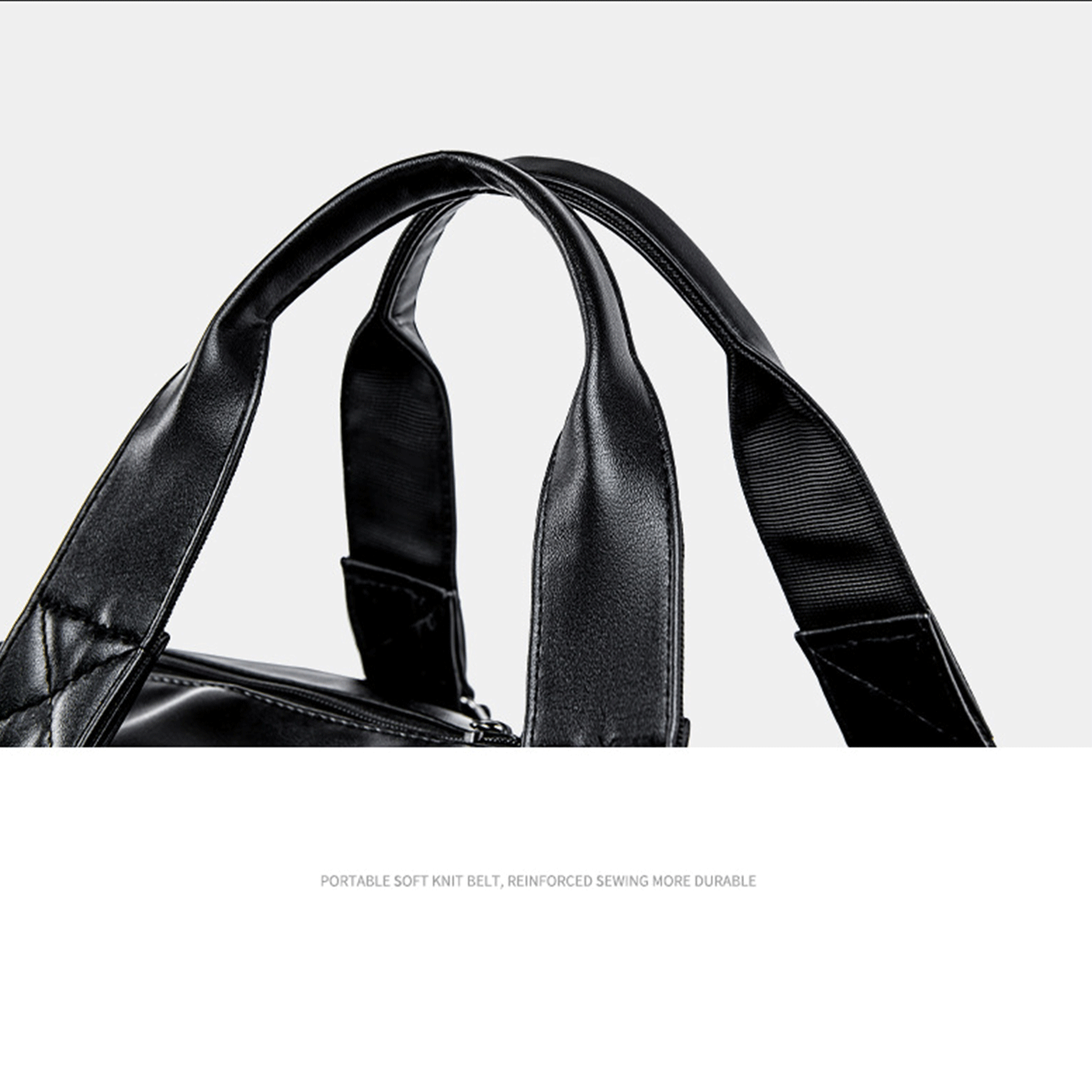 black spacious water-proof traveler PU leather Duffel Bag 11