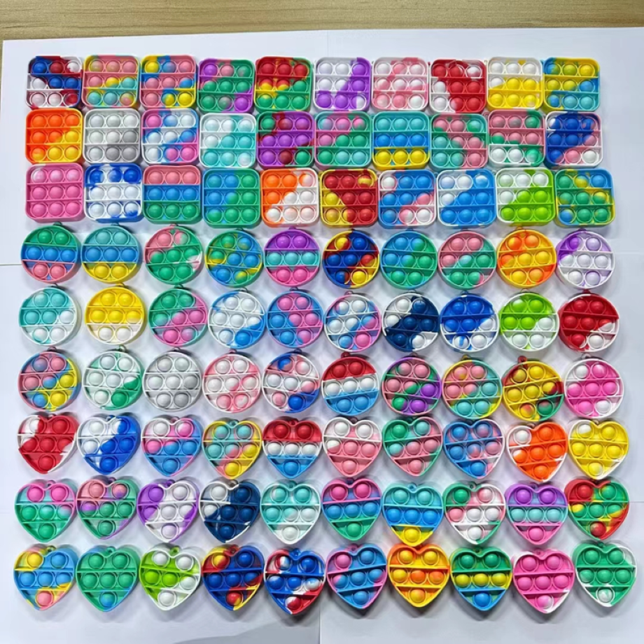 Colorful Square-Shaped Push Popping Bubble Keychain 1