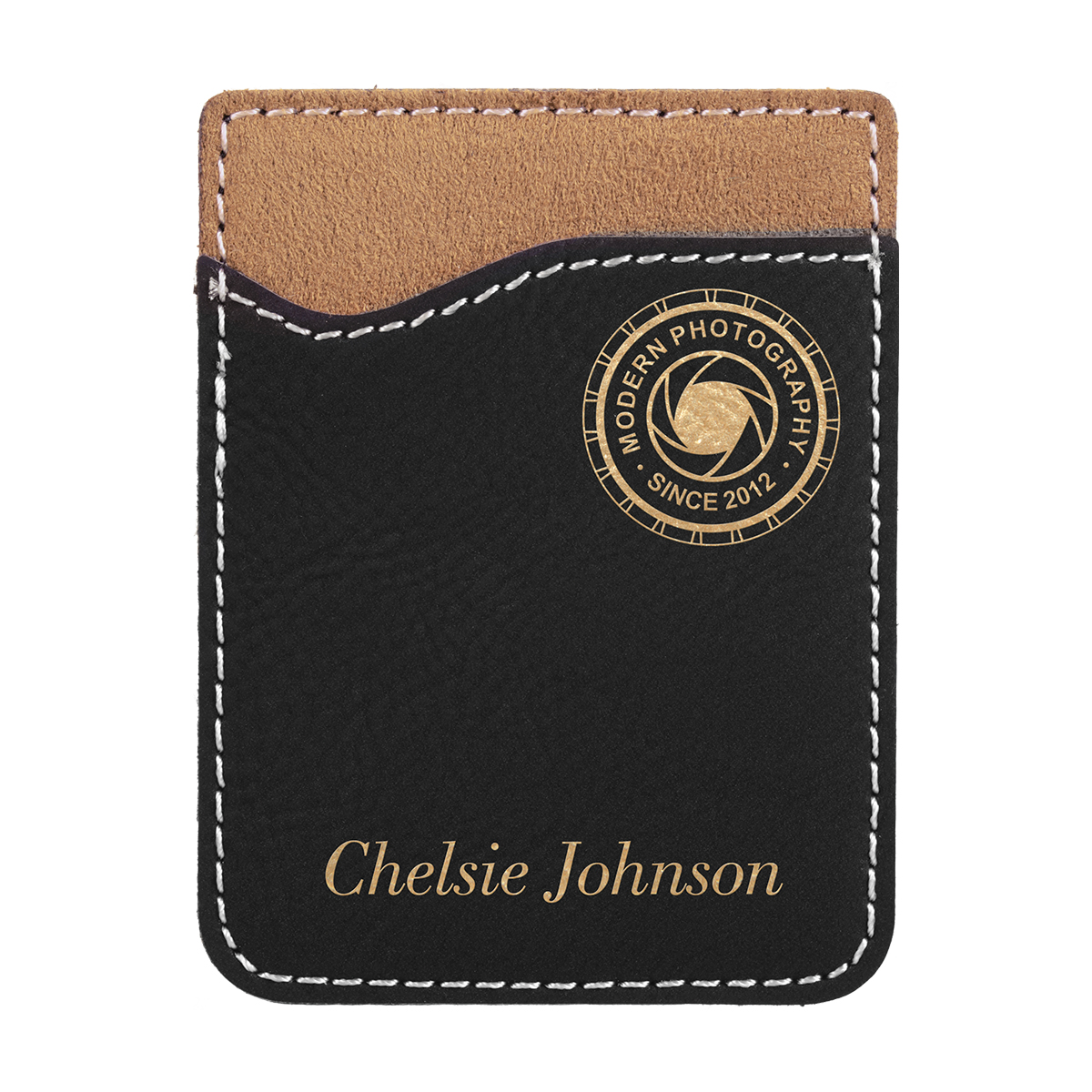 Black & Gold Leatherette Phone Wallet