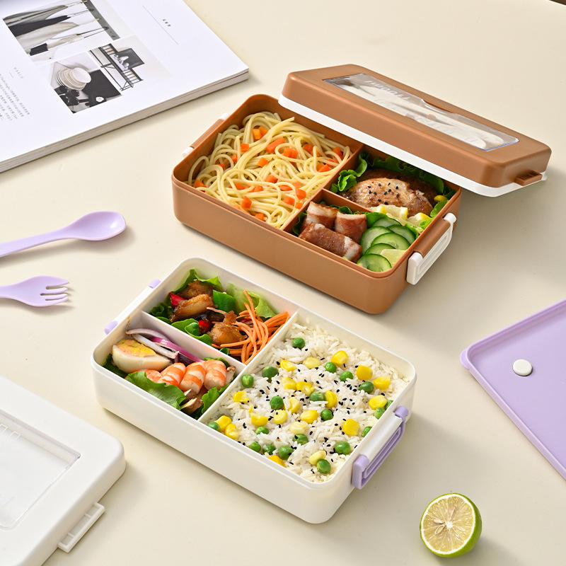Portable Square Lunch Box With Cutlery 6