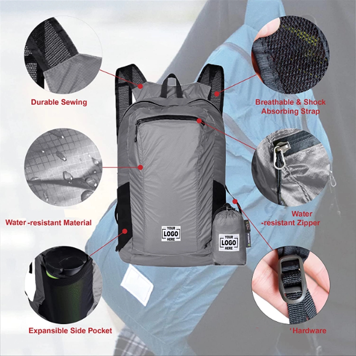 Custom Heavy Duty Lightweight Packable Hiking Backpack 2