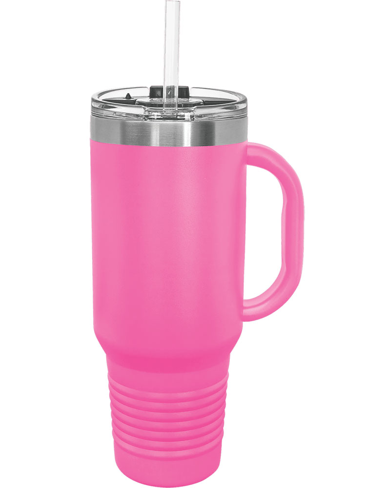 40 Oz. Pink Tumbler Mug w/Handle and Snap Lid 5