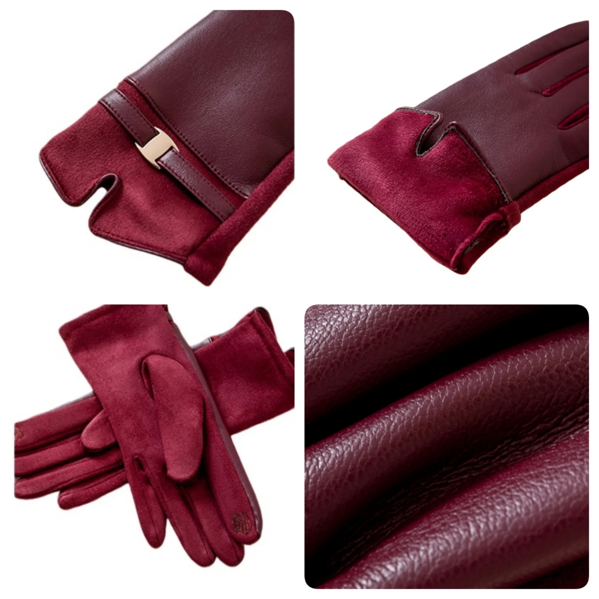 Winter Thermal Leather Gloves Touchscreen Compatible 3