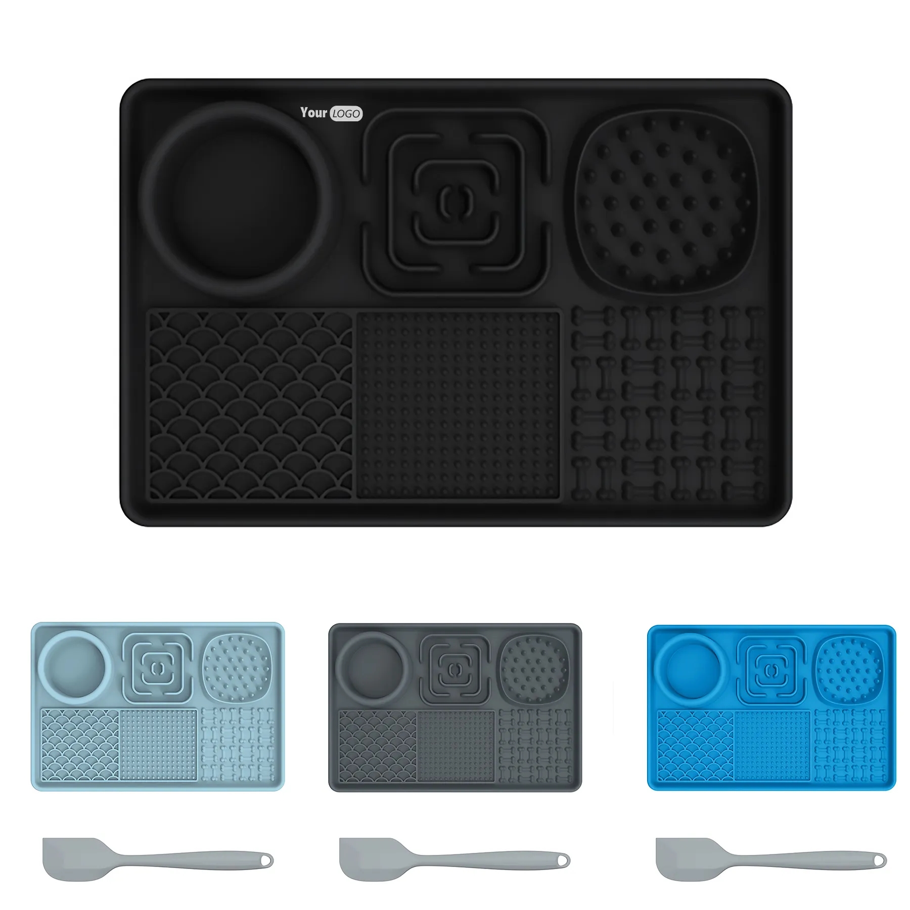 Silicone Rectangular Pet Licking Pad With Scraper 5