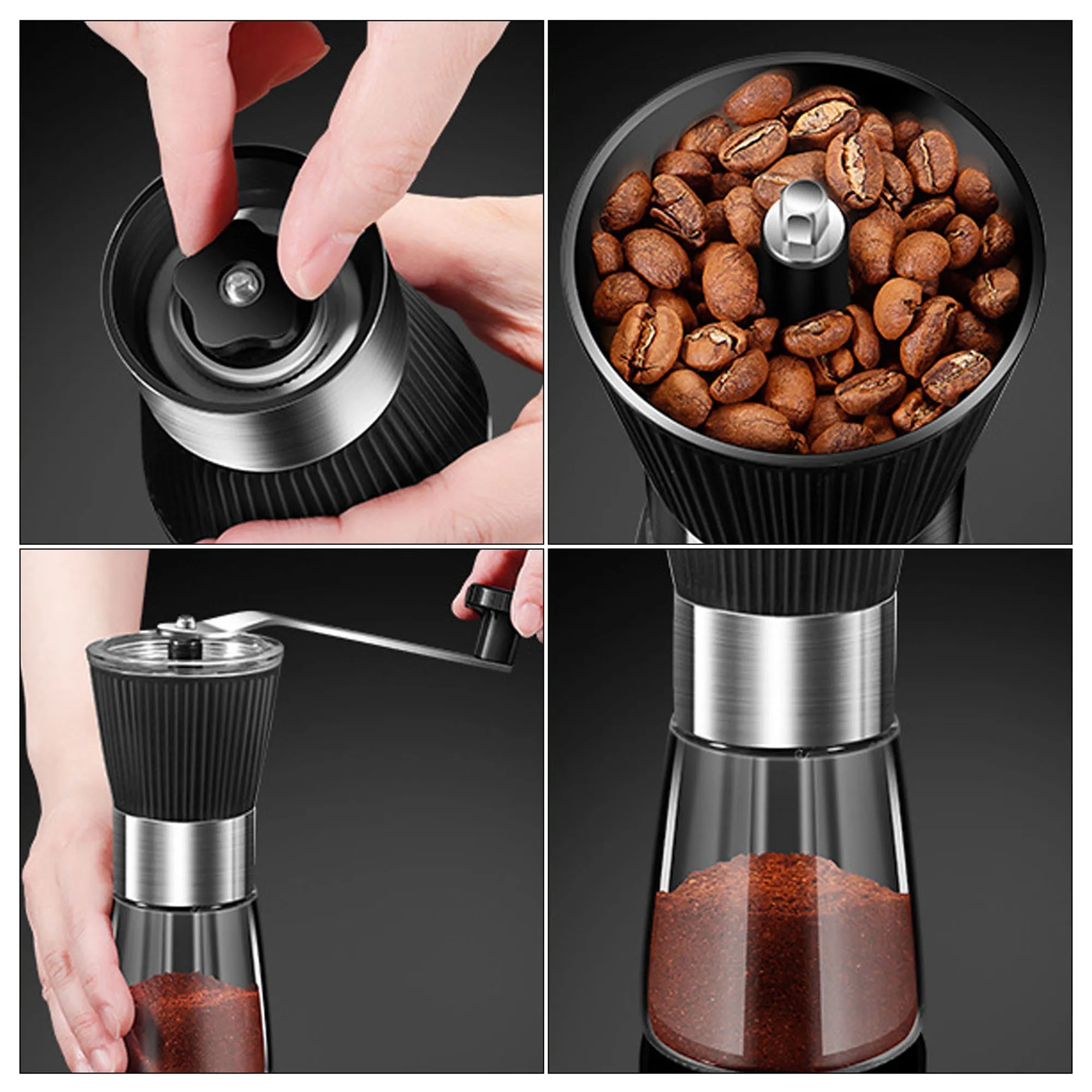 304 Stainless Steel Hand Cranked Coffee Grinder 4