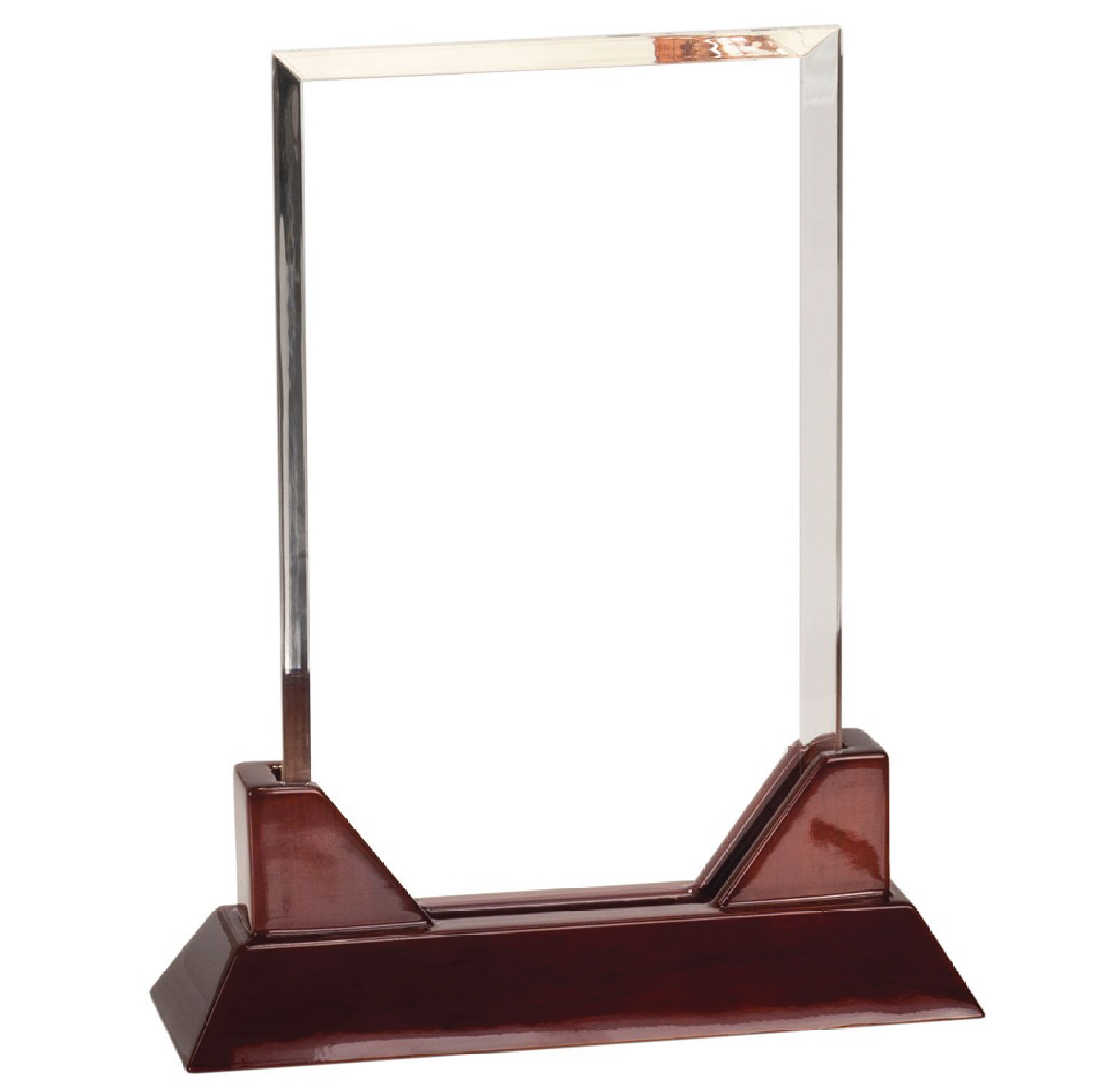 7" Rectangle Prestige Acrylic Award with Rosewood Piano Finish Base 1
