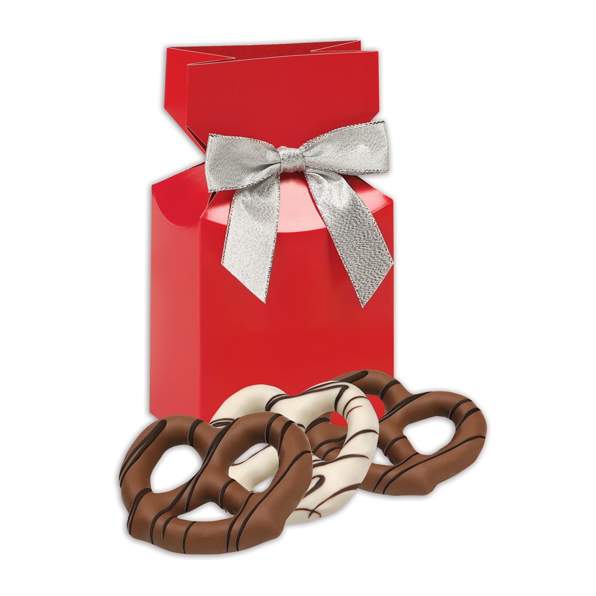 Chocolate Covered Pretzels in Red Premium Delights Gift Box 3