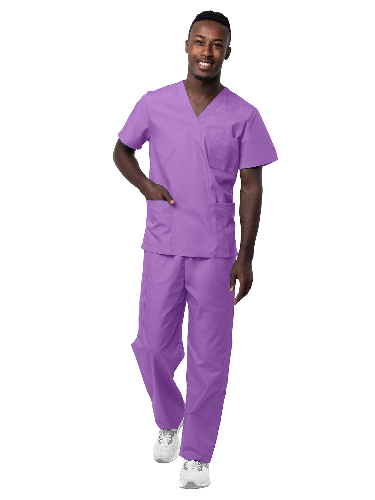 Adar - Sivvan - Unisex V-Neck Top Drawstring Pant Scrub Set 30