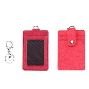 PU Leather 2 Pockets Card Holder Key Chain 12