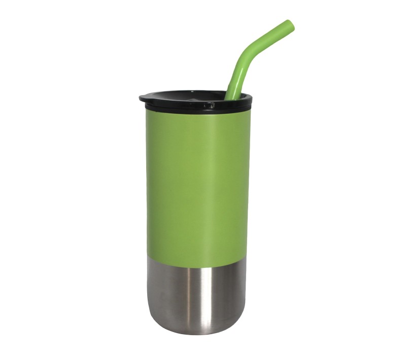 Vacuum Stainless Steel Tumbler with Straw, 18 oz. 1