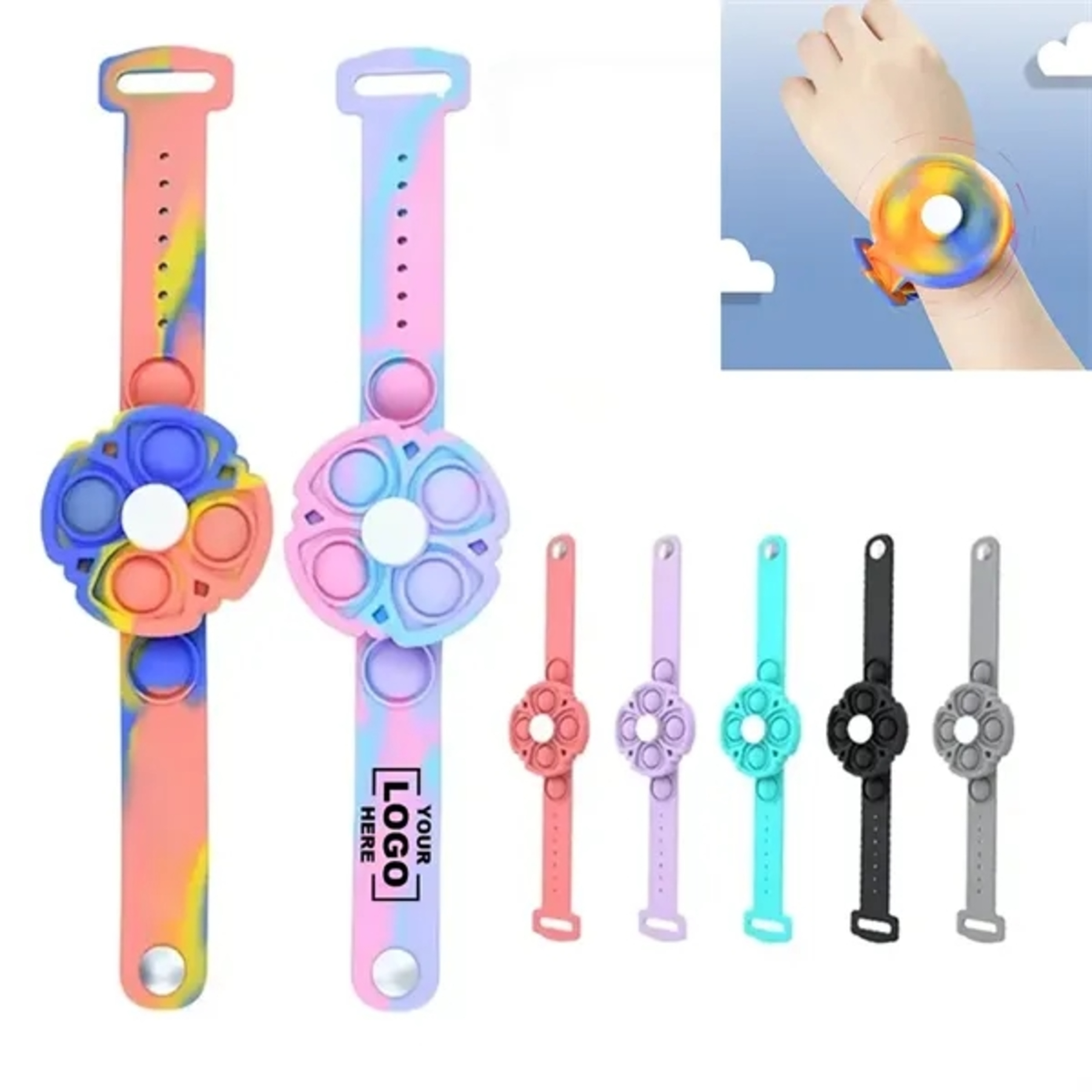 3-in-1Pop Fidget Spinner Stress Relief Bracelet Wristband
 2