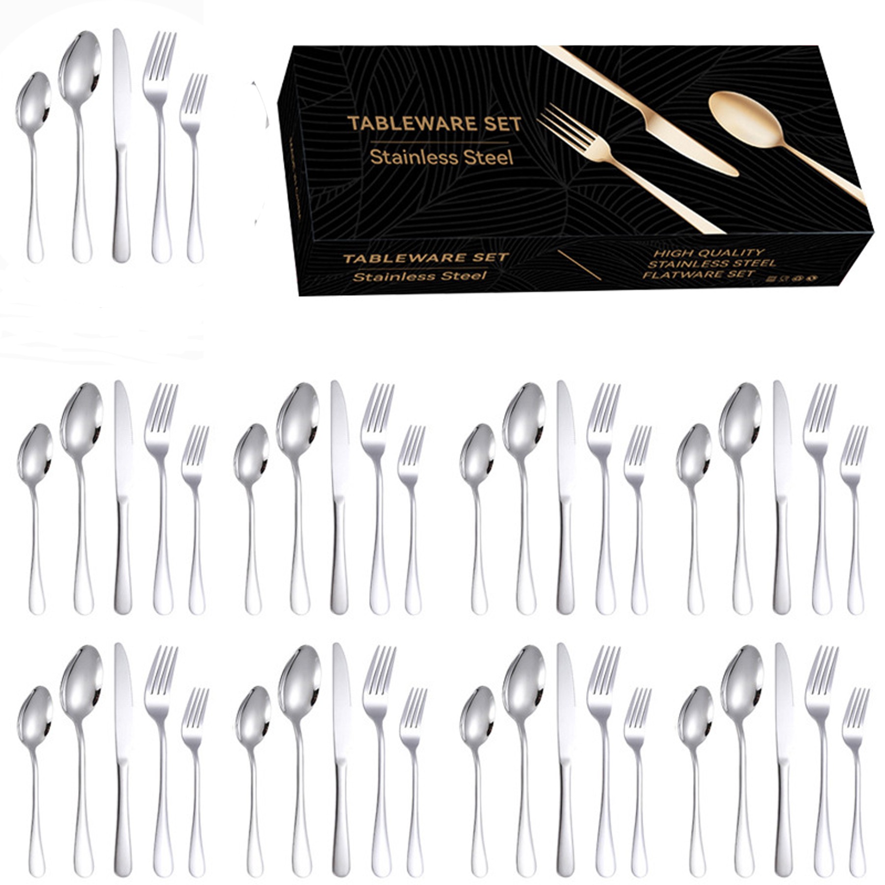 40 Piece Silverware Set, Food Grade Stainless Steel Tableware Set 4