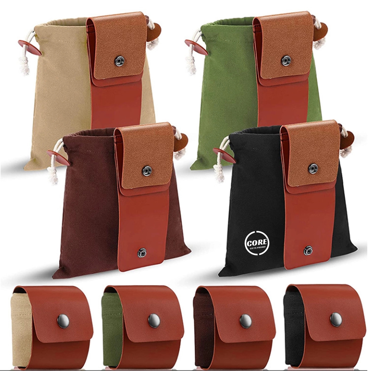 Foraging Bag Leather Canvas Pouch Collapsible Bushcraft 2