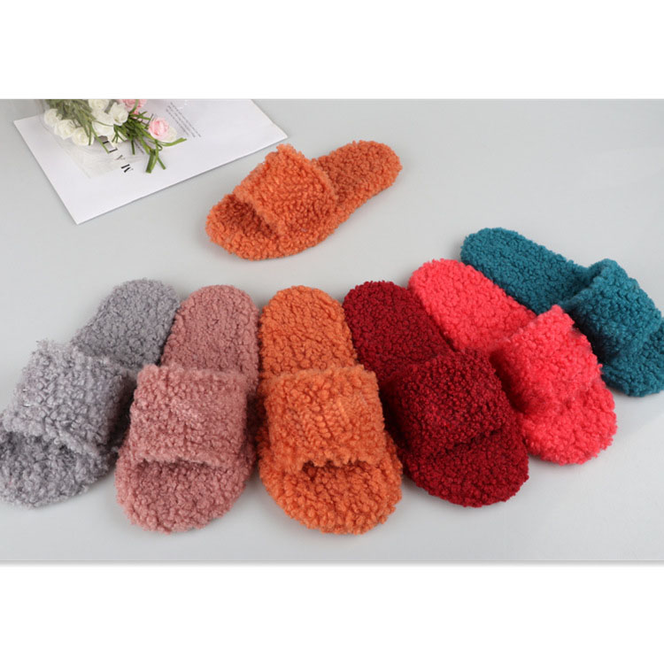 Women Faux Fur Open Toe Spa Cozy Ladies Slippers Flat Fur Slides 4