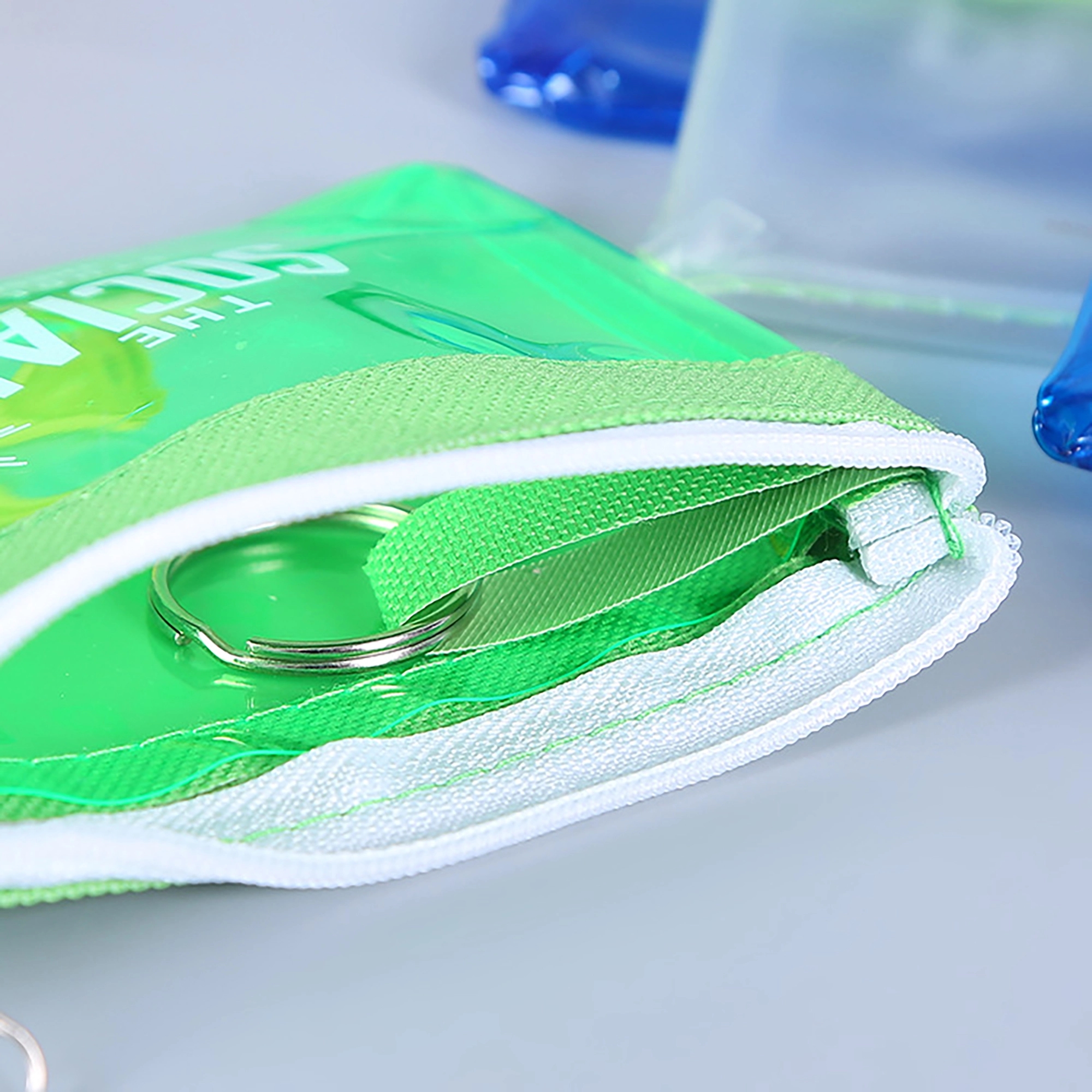 PVC Zippered Coin Purse With Key Ring 2