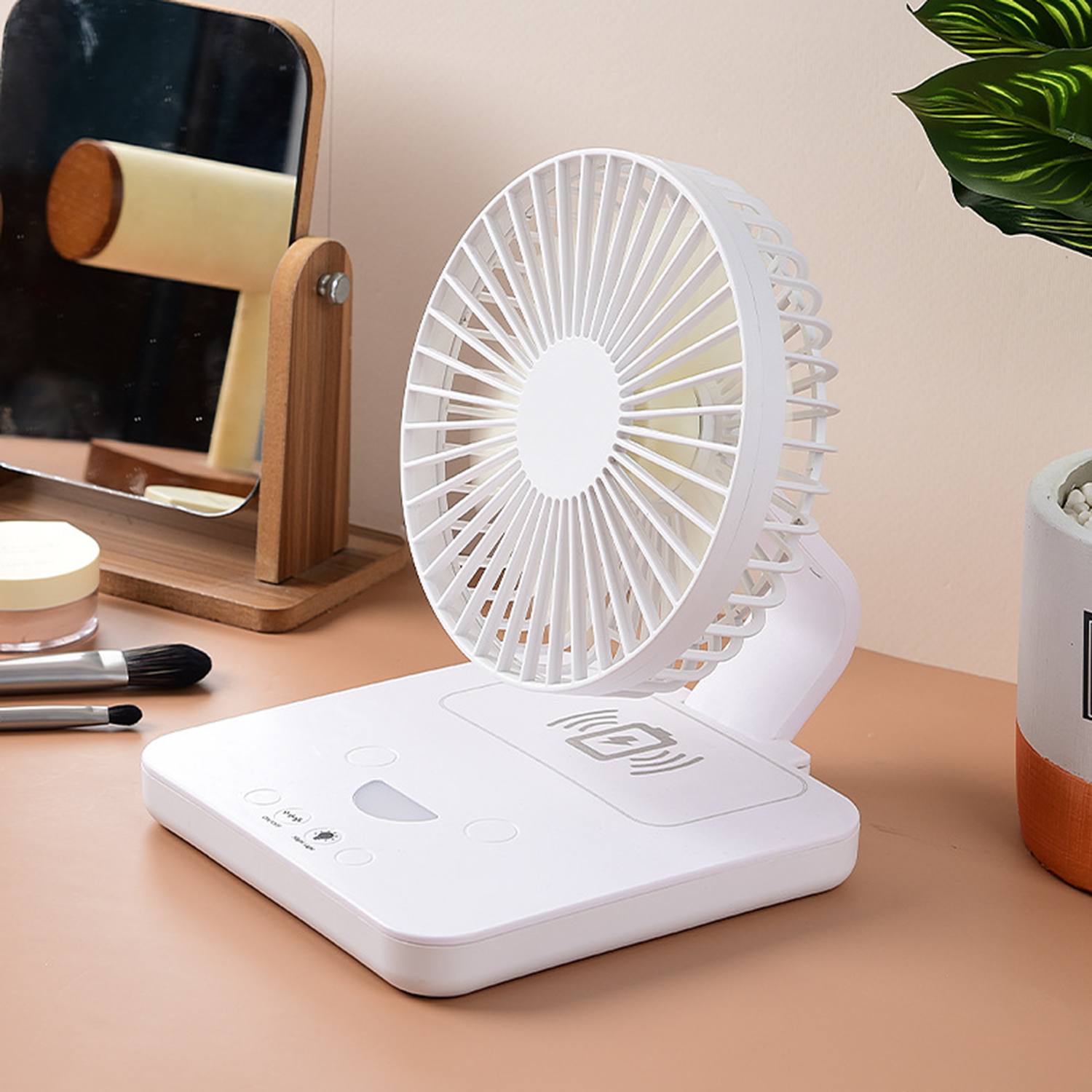 Desktop Portable Rechargeable Fan W/ Wireless Charger 5