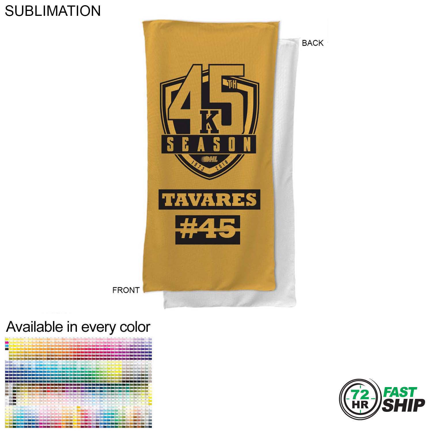 72 Hr Fast Ship - Team Towel in Microfiber Dri-Lite Terry, 22x44, Sublimated Bench, shower towel 3