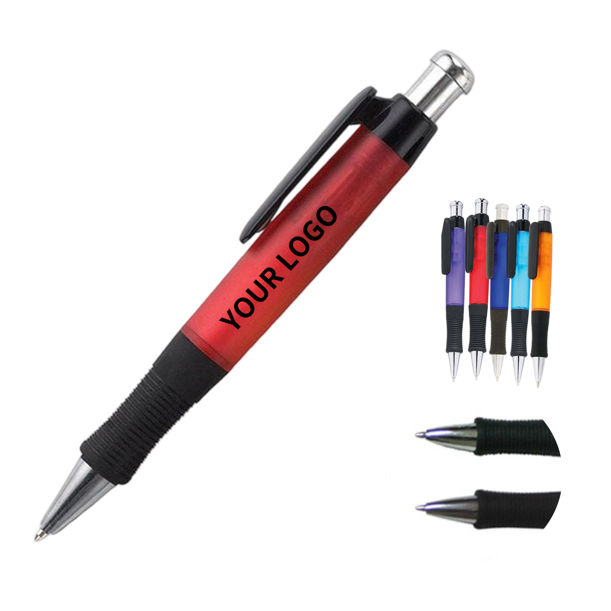 Translucent Barrel Click Ballpoint With Soft Grip 5.4" 2