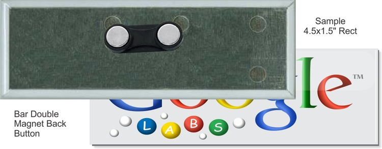 Pin-back with Bar Double Magnet 4 1/2 Inch X 1 1/2 Inch Rectangular Button 2