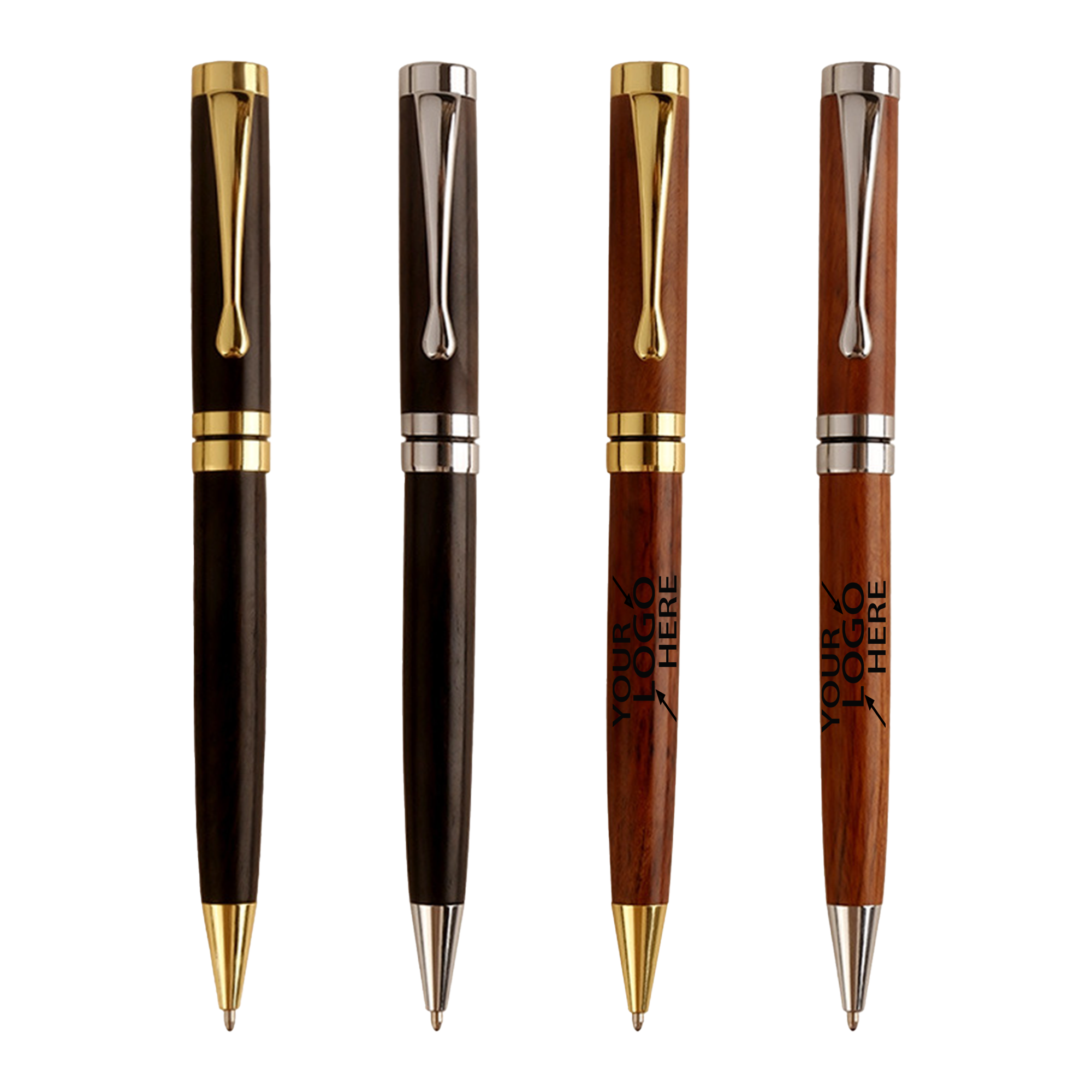 Custom Brass-Colored Rosewood Business Conference Souvenir Ballpoint Pen 2