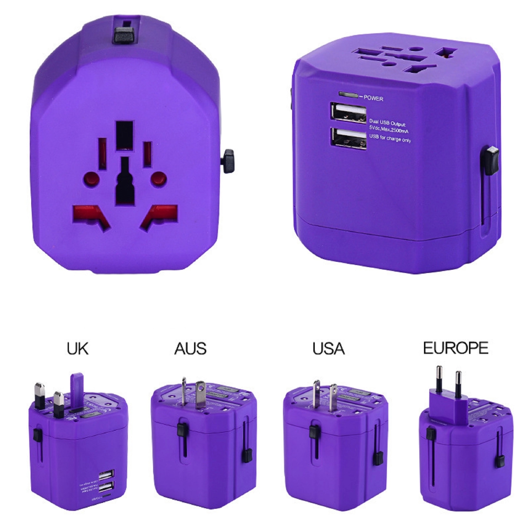 World Travel Adapter Plug with 2 USB Ports 8