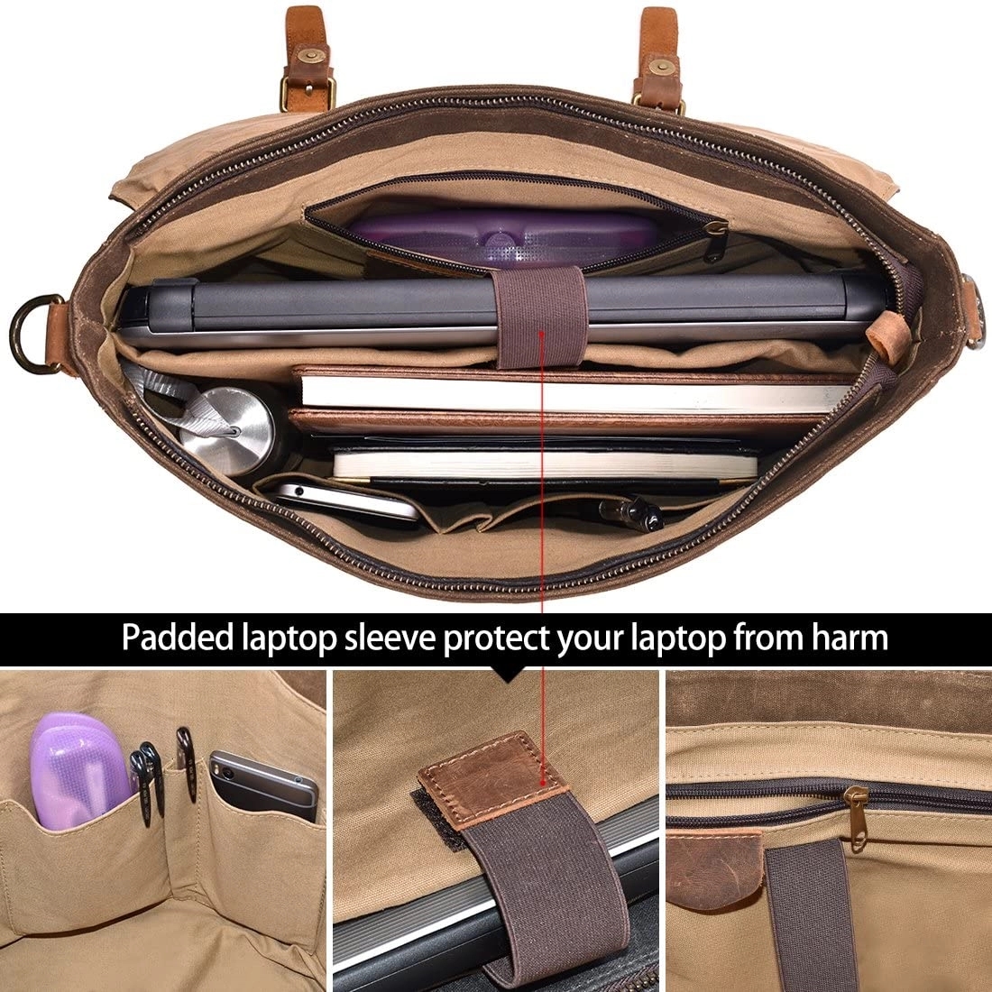 Mens Canvas Leather Messenger Bag 3