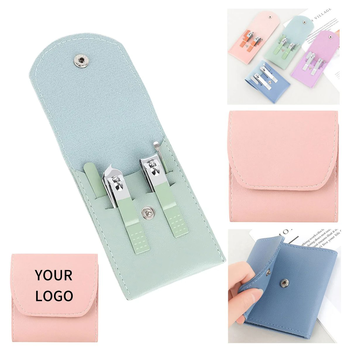 Portable Nail Clipper Kit with Folding PU Leather Pouch 2