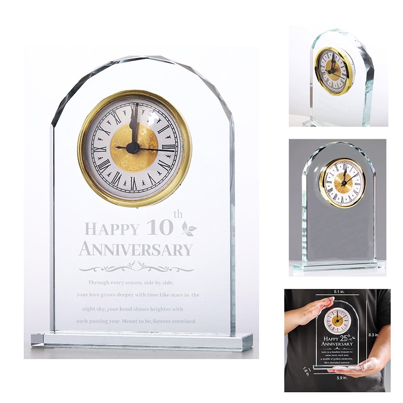 Wedding Clock Quartz Crystal Clock Glass Desk Table Clock 2