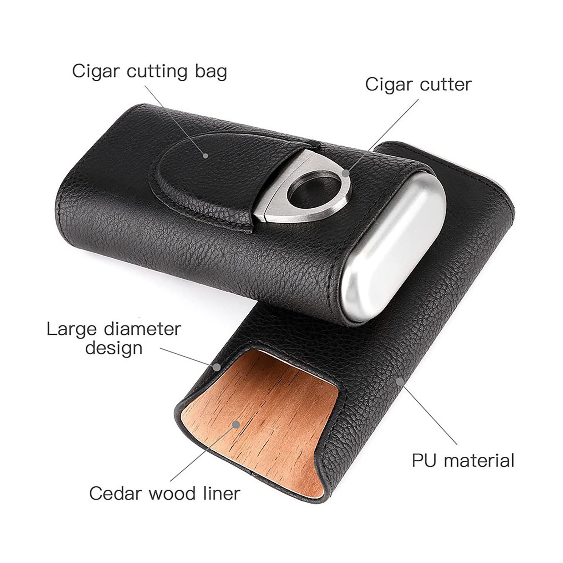 3- Finger Leather Cigar Case With Cutter 2
