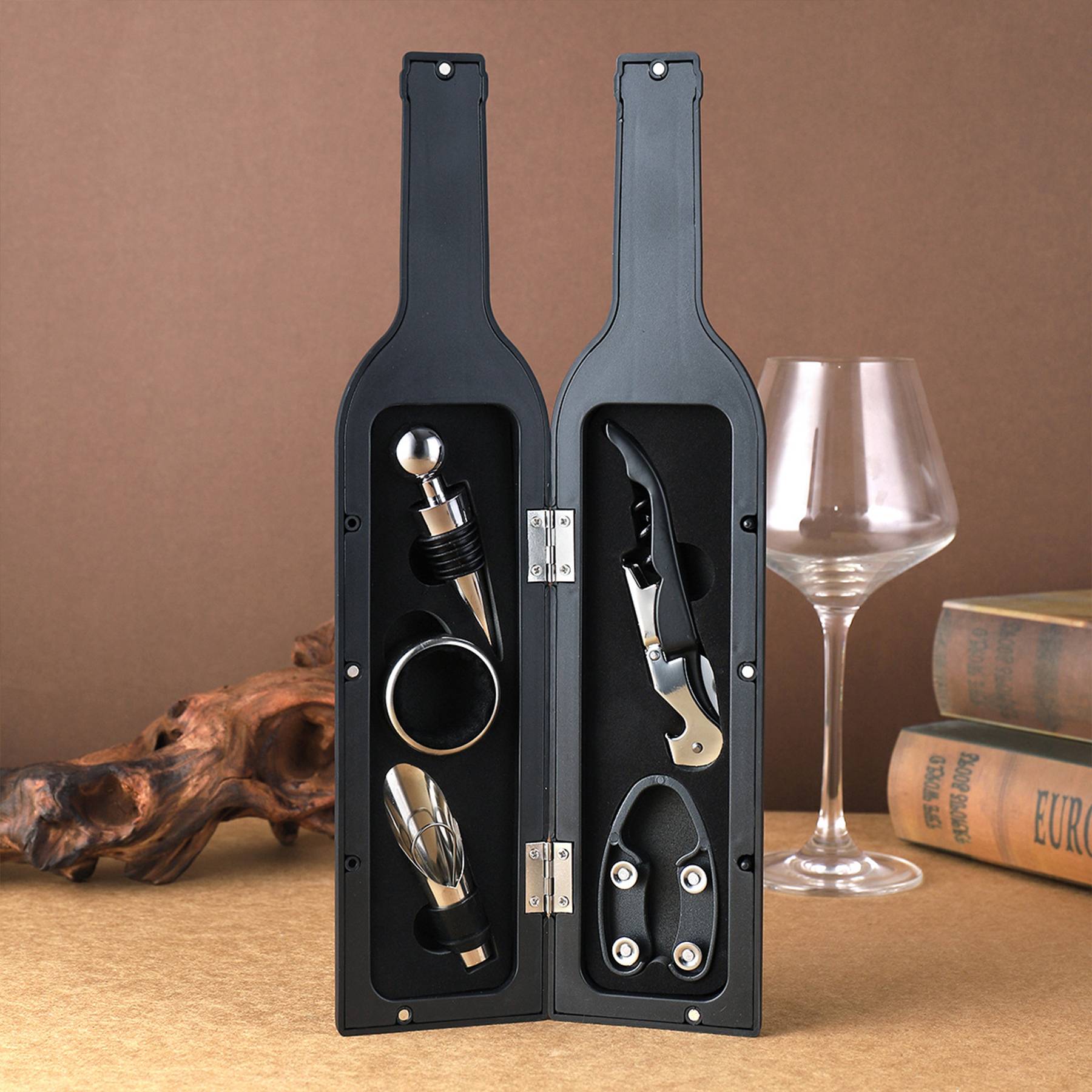 5PCS ABS Bottle Shaped Wine Opener Accessories Gift Set 4